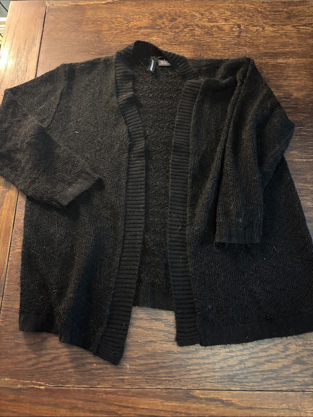 jason maxwell Black Open-Front Knit Cardigan